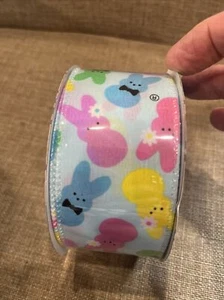 PEEPS Easter Ribbon w/ Bunnies, 36 Feet Colorful 2” Wide. Lightly Wired New - Picture 1 of 6