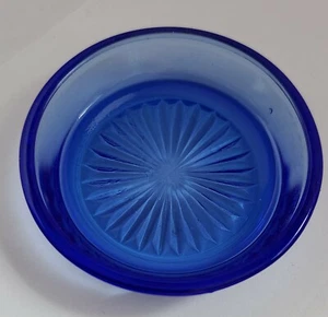 vtg med cobalt blue Shallow Round SALT CELLAR DIP OPEN MINT DISH Free Ship US - Picture 1 of 4