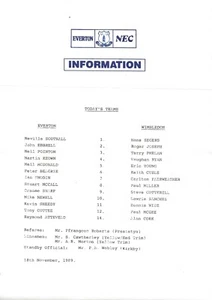 EVERTON V WIMBLEDON ~ PRESSE TEAM BLATT ~ GOODISON PARK ~ 18. NOVEMBER 1989 - Bild 1 von 1