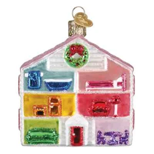 Old World Christmas LOVELY DOLL HOUSE (44243) Glass Ornament w/ OWC Box - Picture 1 of 4
