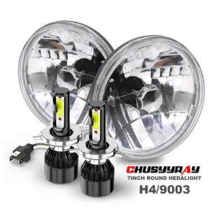 For Classic Mini Austin Rover 2PCS 7" Round White LED Headlights High/Low Beam - Picture 1 of 17