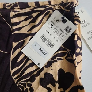 NWT ZARA WOMEN'S Linen Blend Long Printed Skirt Brown/Beige Size S 2397/142 - Picture 1 of 9