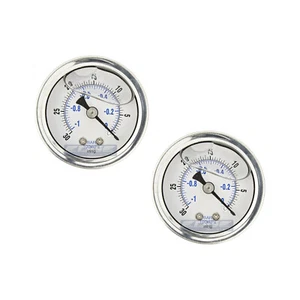 2 PACK LIQUID FILLED VACUUM GAUGE -30-0 PSI, 1.5" FACE, 1/8" NPT BACK MOUNT - Picture 1 of 3