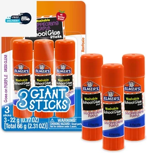 Disappearing Purple Washable School Glue Sticks, 0.77 Oz, 3 Count - Picture 1 of 12
