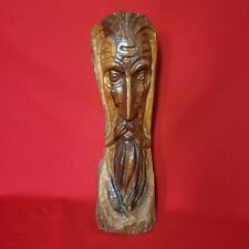 VTG Carved Wood Old Man Face Tree Spirit Art Statue Figure Folk Art Sculpture