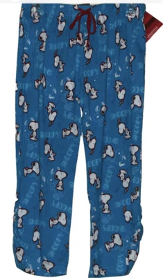 New NWT Girl’s Peanuts Snoopy Sleep Drawstring Pajama Pant Soft Teal Size S - Image 1 of 4