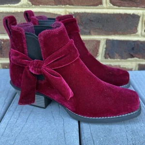 Justin Chellie Samt-Cowboystiefel zum Überziehen Damen 6 B rot L9758 - Bild 1 von 11