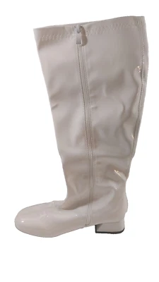 Botas hasta la rodilla para mujer talla 8,5 charol blanco tacón ancho botines cremallera Foto 1 de 4
