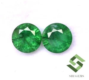 1.16 Cts Zertifiziert Natürlicher Smaragd Rund Schliff Paar 5.50 MM Unbehandelt - Bild 1 von 6