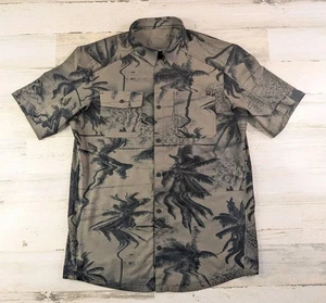 Fox Racing Shirt Mens Medium Flexair Green Floral Performance Snap Button - Picture 1 of 12