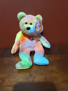 Ty Beanie Baby "Peace" Bear – Tie-Dye Plush –WITH TAG Free Domestic Shipping - Picture 1 of 8