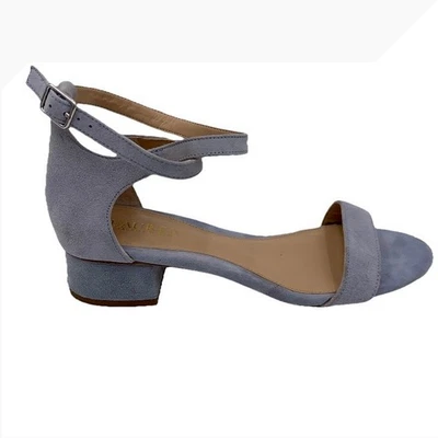 Sandalias Ralph Lauren Azul Claro Gris Gamuza Correa al Tobillo Tacones Betha Mujeres 8.5 Foto 1 de 4