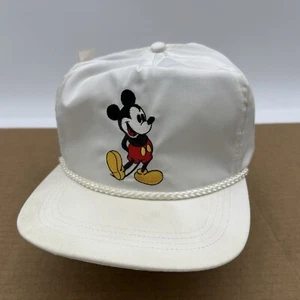 Vintage Mickey Mouse Hat Cap Leather Strap Back Goofy’s Hat Co White Rope NWT* - Picture 1 of 17