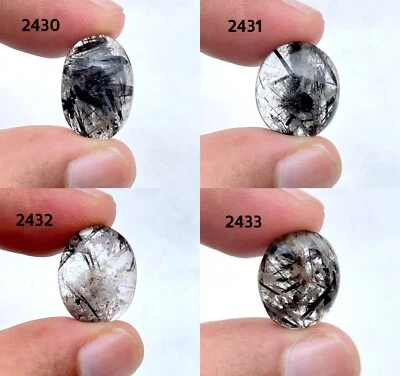 Natural Black Rutilated Quartz Smooth Cabochon, Wholesale  Loose Gemstone - Image 1 of 4