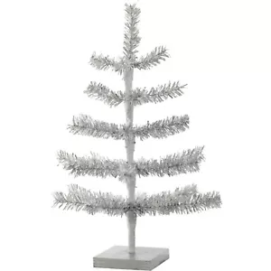 18'' Silver Christmas Tree Thin Branch Tinsel Tree Tabletop Holiday Decoration - Picture 1 of 4