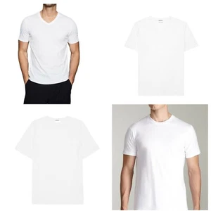For Men 100% Cotton Thick Basic Tee Casual T-Shirt Crew V Neck White S-4XL Lot - Picture 1 of 8