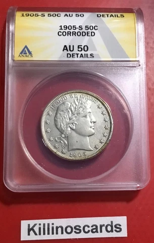 1905-S Barber Half Dollar ANACS AU50 Cover
