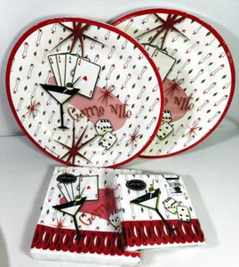 Casino Night Poker Party Pappteller Cocktail & Mittagessen Servietten Würfel Martini - Bild 1 von 9