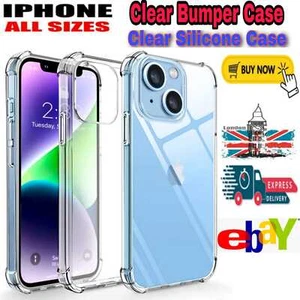 CLEAR Shockproof Case For iPhone 14 16 12 13 PRO MAX 17 Pro Max 15 Pro Silicone - Picture 1 of 6