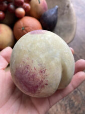 Antique Italian Alabaster Marble Hand Colored Stone Fruit Peach Wood Stem