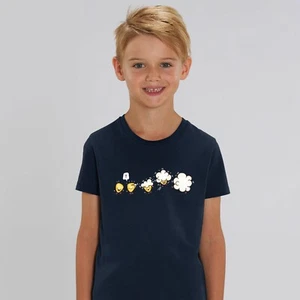 T-Shirt Children Boy short Sleeves Color Navy Blue, Microwavolution - Picture 1 of 3
