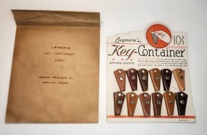 Vintage 40er 50er Jahre Laymon's Thekenaufsteller Echtleder Schlüsselbehälter - Bild 1 von 11