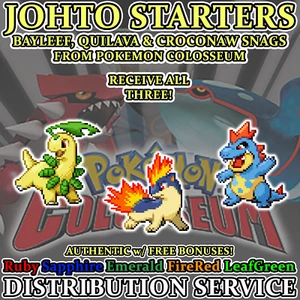 Pokemon Colosseum Johto Starters Bayleef Quilava Croconaw Distribution Service - Picture 1 of 12