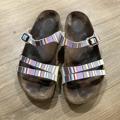 Berki's 女式凉鞋 US L10-M8 265 条纹设计德国制造 — 第 1/4 张图片