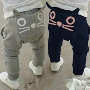 Toddler Infant Baby Boys Girls Cartoon Cat Print Harem Casual Pants Trousers - Picture 1 of 12