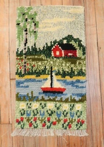 Vintage Pictoral Swedish Rya Pile Rug Size - Picture 1 of 3