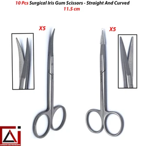 X10 Surgical Iris Gum Fine Tip Scissors Medical Tissue Dissecting Nursing Shears - Picture 1 of 7
