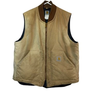 Vintage Carhartt Vest Work Utility Quilted Lined Canvas Barn Chore Brown XL - Picture 1 of 5
