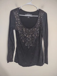 Maurices Burnout verziertes Langarmshirt Punk Grunge Indie Sleaze  - Bild 1 von 4