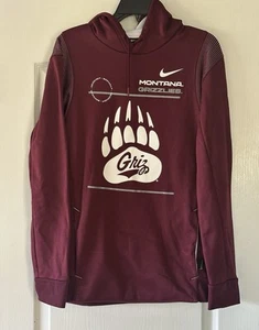 Montana Grizzlies Nike Dri Fit Adult Small Maroon Hooded Pullover Sweatshirt. - Picture 1 of 3