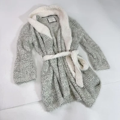 Abercrombie & Fitch Bata Mujer M L Gris Sherpa Cinturón Con Capucha Acogedora Ropa de Dormir Foto 1 de 4