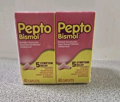 4 PACK Pepto-Bismol Digestive Stomach Relief Caplets 40 Count Each Exp. 3/2026 - Image 1 of 3