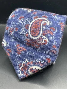 ISAIA Tie Italy 7-Fold Cotton Silk Paisley Soft Luxury Mens Necktie Sartorial - Picture 1 of 10