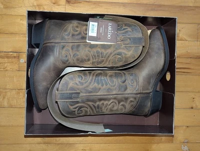 NWB Laredo Western Boot Bridget Sz 8 Stitched Cowboy Distressed Tan 51084 - Image 1 of 4