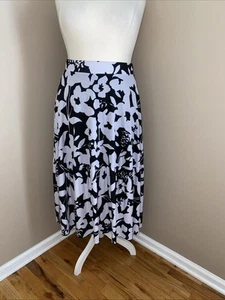 INC International Concepts Black & White Floral Maxi Lined Skirt Plus Size 1X - Picture 1 of 8