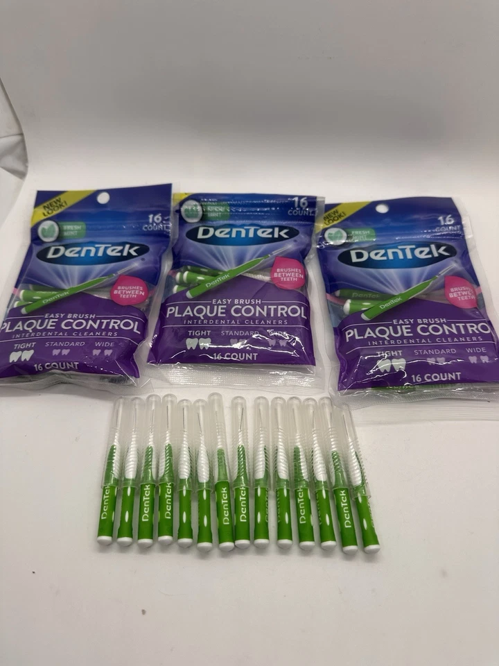Paquete de 3 limpiadores interdentales apretados DenTek Easy Brush control de placa frescos como nuevos Foto 1 de 4