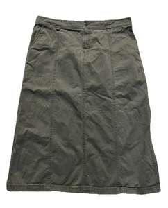 Eddie Bauer Womens Grey Olive khaki Skirt Sz 16 Back Slit Pockets - Picture 1 of 6