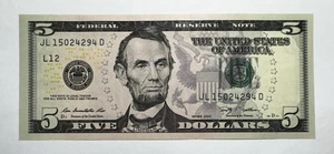 2009 $5 Federal Reserve Note UNC - Picture 1 of 2