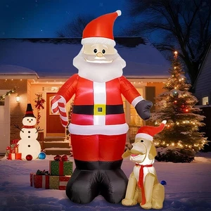 Christmas Inflatable Santa Claus with Dog Yard Decor for Yard Outside Lawn - Picture 1 of 6