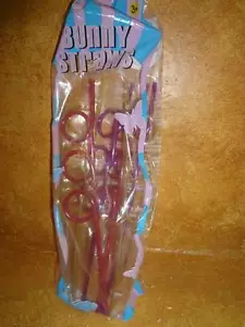 Confezione originale Krazy da 6 cannucce coniglietto festa rosa pasquale viola - Foto 1 di 1