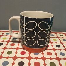 Orla Kiely Linear Stem Stacking Mug Cup Black/Orange Base