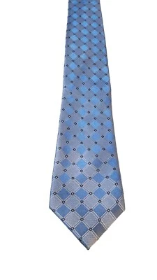 IZOD 领带丝绸冰蓝色几何方形图案办公室行政工作领带 — 第 1/4 张图片