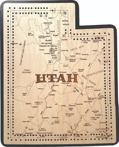 Utah State Shape Straßenkarte Cribbage Board - Bild 1 von 1