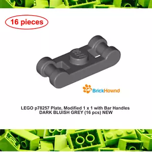 LEGO p78257 Plate, Modified 1x1 with Bar Handles DARK BLUISH GREY (16 pcs) NEW - Picture 1 of 1