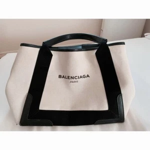 BALENCIAGA Paris Tote Handbag White Black Mixed Color Women's Used - Picture 1 of 10