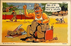 Military Comic Army Humor WWII Soldier Bill Canning Kansas Postcard 1942 - Picture 1 of 6